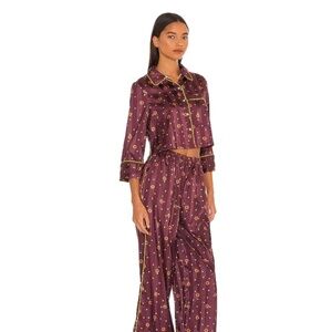 Free People Pajama Party Sleep Set- Wine Combo XS